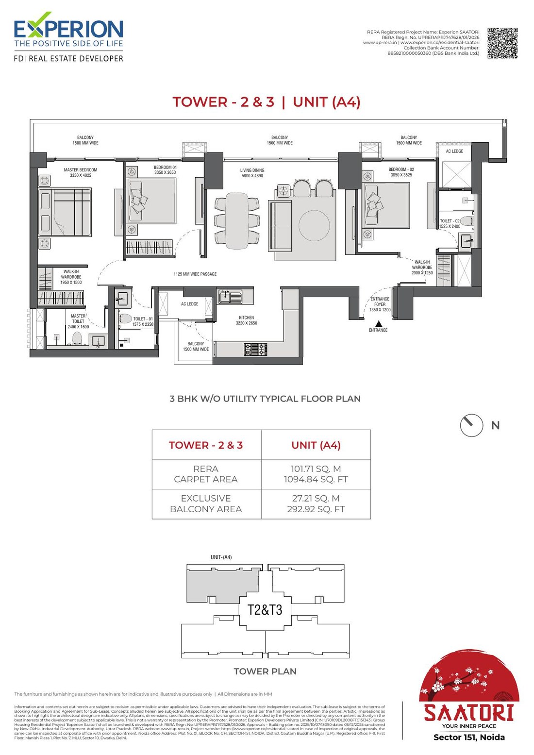 Experion Saatori Tower 2 & 3 floor plan