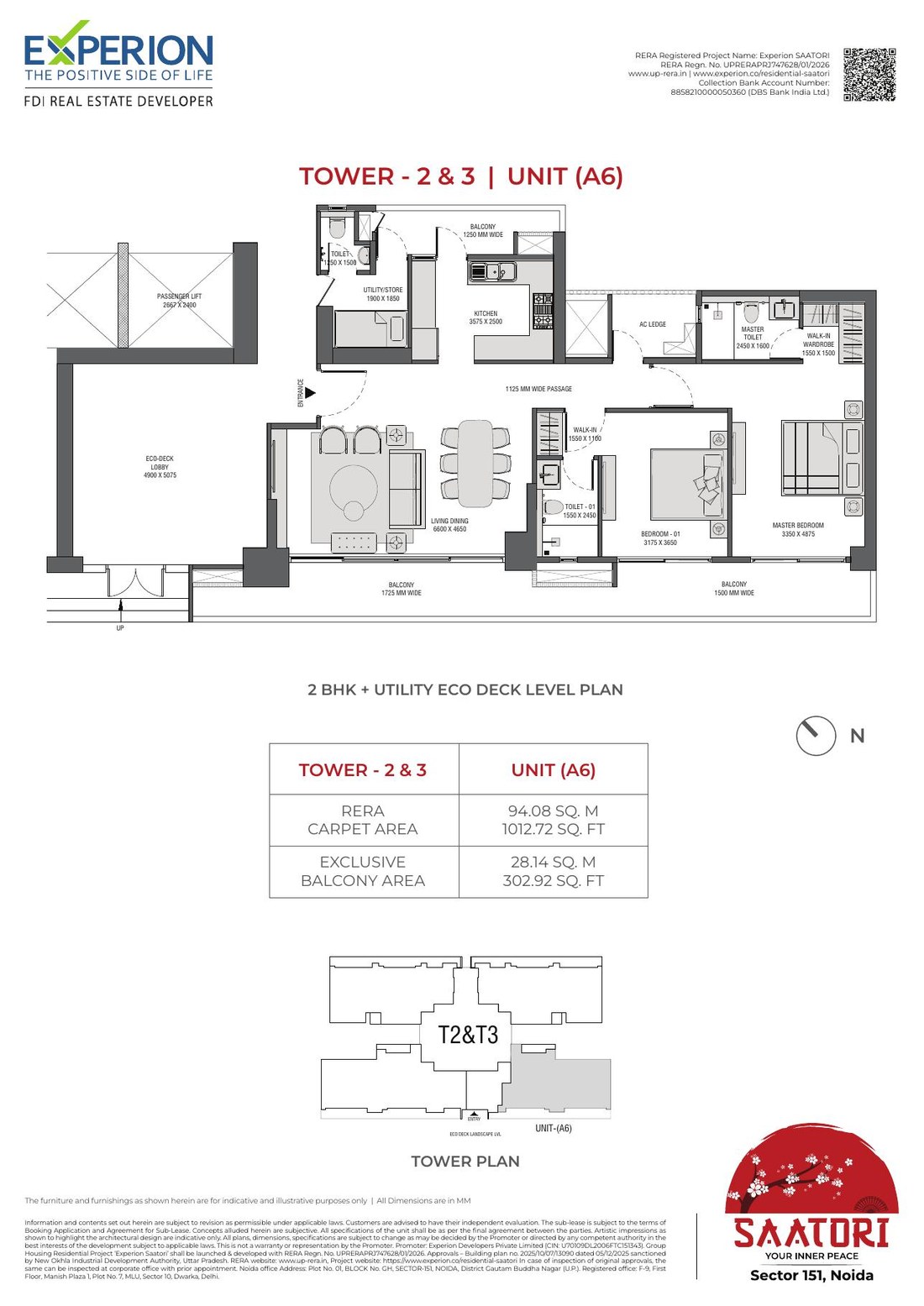 Experion Saatori 4 BHK unit plan