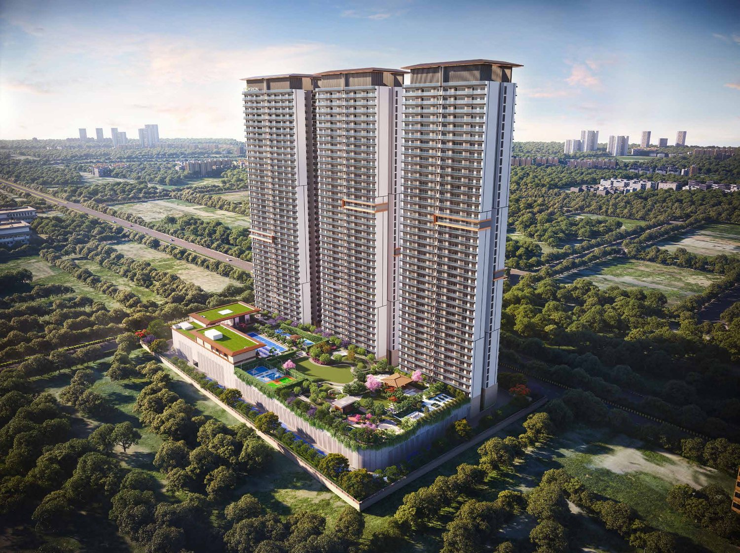 Experion Saatori Sector 151 Noida — three Zen towers artistic impression